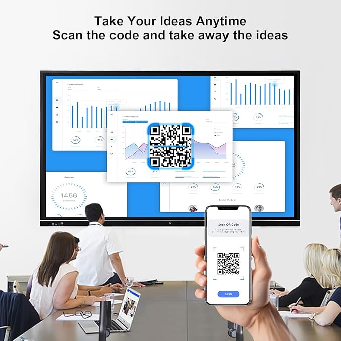 75'' Smart Board, 4K Electronic Digital Whiteboard with Dual System, 16+512 GB Interactive Whiteboard,Touchscreen Smart Board for Classroom, Office and Home (Wall Mount Included)