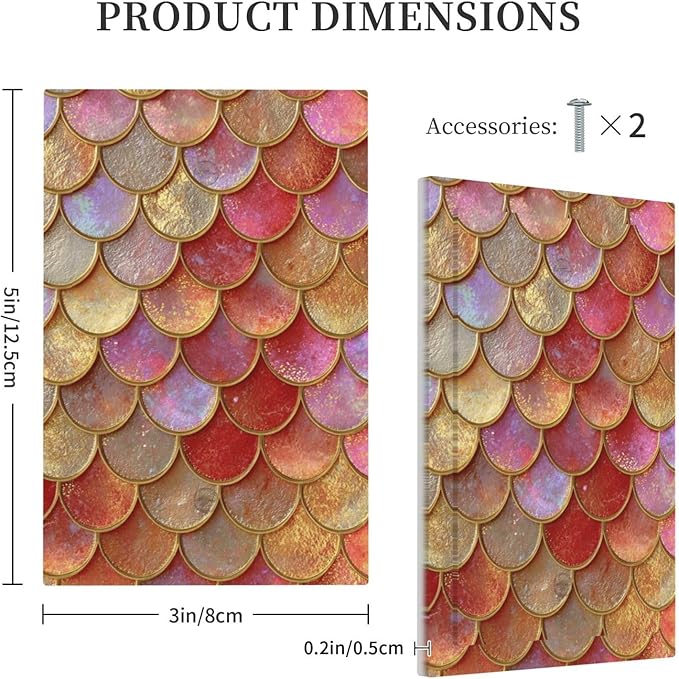 Mermaid Glitter Scale Rainbow Gold Fish Scales Light Switch Cover Plate 1 Gang No Device Blank Electrical Wall Plates Faceplate Decorative Switch Plate for Bed Room Home Decor