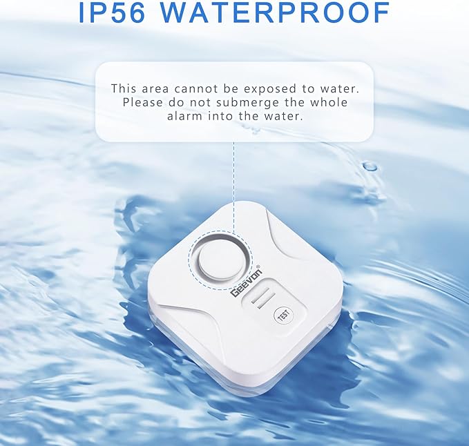 Geevon 10 Pack Water Leak Detectors for Home, 100dB Loud Water Alarm Sensor Leak Detection with Drip Alert for Basements, Laundry Rooms, Kitchen, IP56 Waterproof(Battery Included)