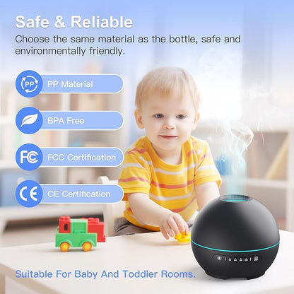 2 Pack Essential Oil Diffuser for Home - 200ml Ultrasonic Aromatherapy Diffuser with 4 Timers & 7 Colors Night Lights, 20dB Quiet Working for 10 Hours (Black+Black)