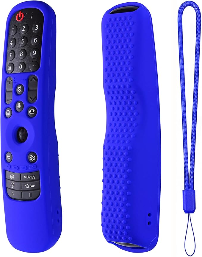 Hi Color Silicone Cover for MR24GA/MR21GA/MR22GN/MR23GA Protective Case Compatible with LG Magic TV C2 C3 G3 OLED Remote Control Slicone Sleeve with Lanyard (Blue)