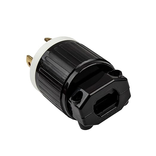 ENERLITES NEMA L6-30P Locking Plug Connector for Generator, Twist Lock Male Plug, 30 Amp, 250 Volt, 2 Pole, 3 Wire Grounding, Industrial Grade Heavy Duty, UL Listed, 66461-BK, Black, 2 Pack