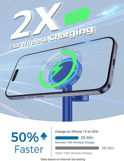 2025 3 in 1 Wireless Charging Station for Apple MagSafe Charger, 15W Fast Magnetic Mag-Safe Charger Stand for iPhone 17 16 15 14 13 12 iWatch AirPods 2 Pack (Adaptor Not Included)