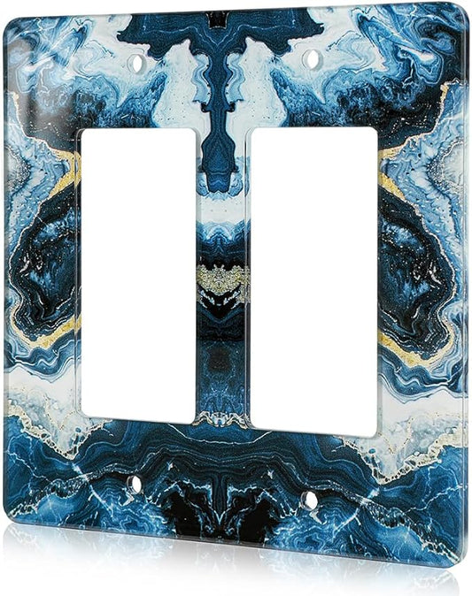Luxurious Blue and Gold Marble Luxurious Blue and Gold Marble Acrylic Decorative Wall Plate Switch Plate Outlet Cover