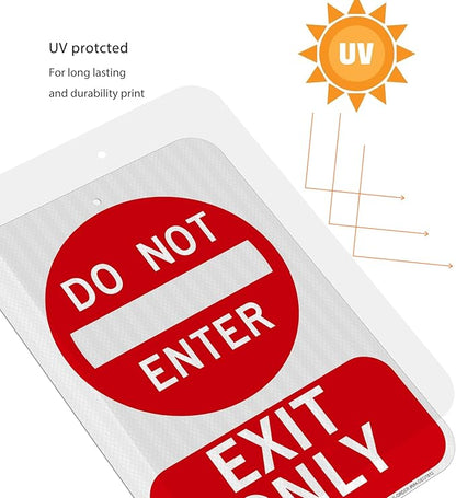 2 Pack Do Not Enter Exit Only Sign- 12" x 18" Aluminum Exit Only Do Not Enter Sign, Engineer Grade Reflective, Rust Free, Weather Resistant- Easy to Install