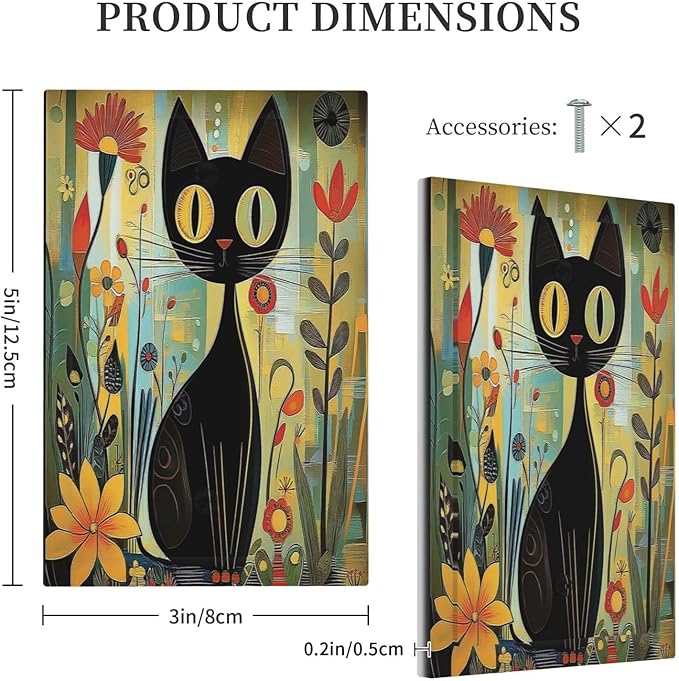 Funny Cat Retro Abstract Flowers Kitten Light Switch Cover Plate 1 Gang No Device Blank Electrical Wall Plates Faceplate Decorative Switch Plate For Kids Room Bed Room Decor
