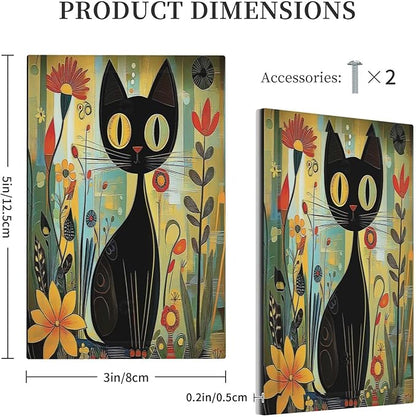 Funny Cat Retro Abstract Flowers Kitten Light Switch Cover Plate 1 Gang No Device Blank Electrical Wall Plates Faceplate Decorative Switch Plate For Kids Room Bed Room Decor