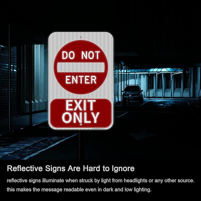 2 Pack Do Not Enter Exit Only Sign- 12" x 18" Aluminum Exit Only Do Not Enter Sign, Engineer Grade Reflective, Rust Free, Weather Resistant- Easy to Install