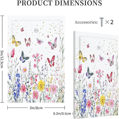 Light Switch Cover Plate Watercolor Floral Butterfly Colorful Wildflower 1 Gang No Device Blank Electrical Wall Plates Faceplate Decorative Switch Plate For Bed Room Living Room Decor