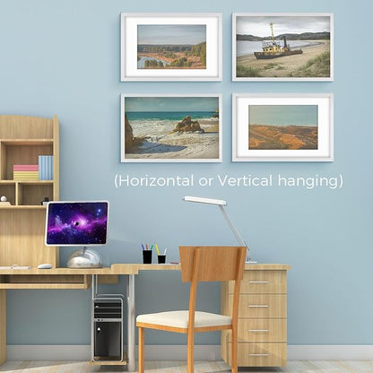 Golden State Art, 16X24 Picture Frame with Mat for 12X18 - High Definition Glass Wall Mounting Horizontal Vertical Display (White, 2 Pack)