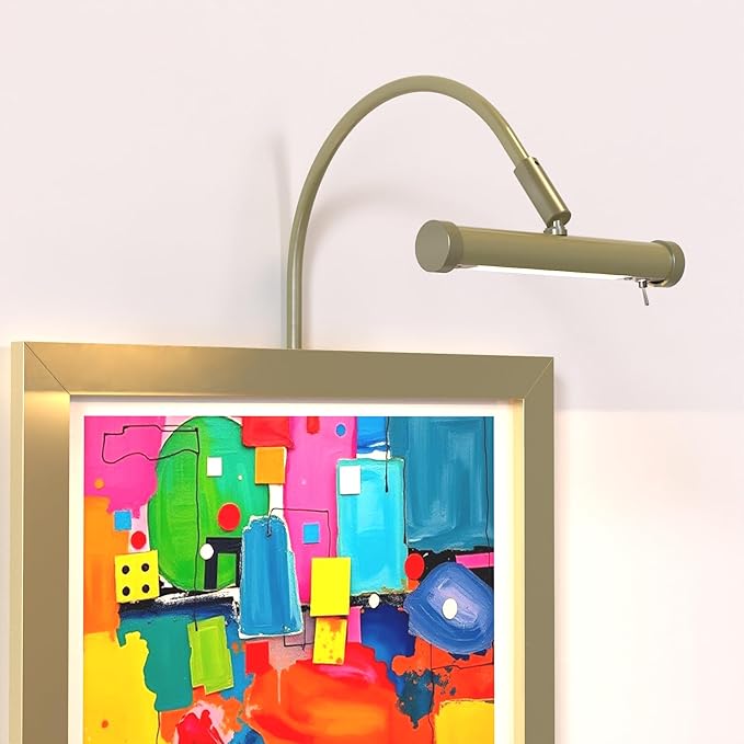 Cocoweb 6 Inch Antique Brass Picture Light - LED, 2700K, Adjustable Arm, Plug-in, Toggle Switch, Sleek and Compact Design