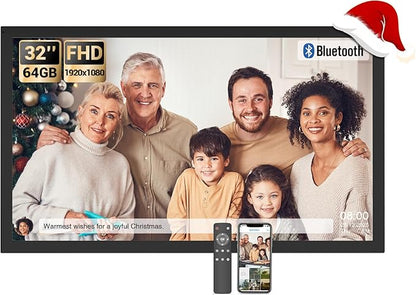 BSIMB Large Digital Picture Frame 32 Inch, 64GB 1920x1080 FHD WiFi Digital Photo Frame Electronic Display, Wall Mount Included, Share Pictures/Videos via App Easy Setup Gifts for Mom(Non-Touch), Black