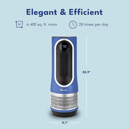 LivePure 3-in-1 LP520 Clean Heat Air Purifier & Electric Heater – 2 Heat Modes and Air Filtration – for Indoor Use in Bedrooms, Home Office & Apartments, Blue