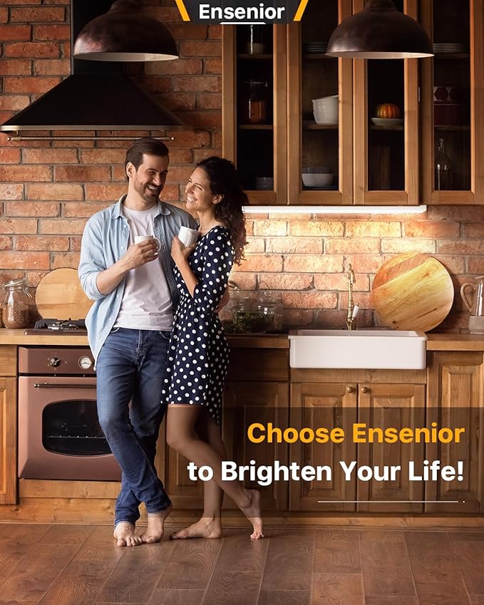 Ensenior 18 Inch LED Under Cabinet Lighting Hardwired, 5CCT, 10W 650LM, 2700K/3000K/3500K/4000K/5000K, Wired Under Cabinet Lights, Dimmable Under Counter Lights for Kitchen, FCC, 2 Packs
