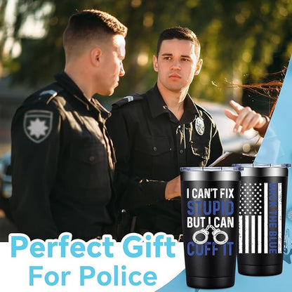 Fufandi Police Officer Gifts - Academy Graduation Gifts for Police -Birthday Fathers Day Gift for Dad, Men, Policeman - Tumbler Cup 20oz