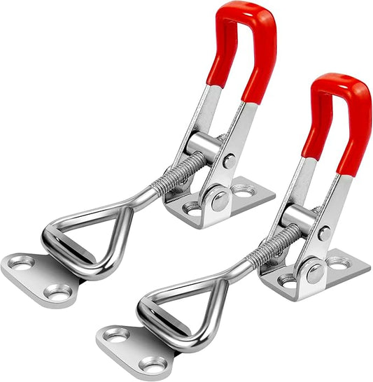 2 Pack Toggle Latch Clamp 4001 Adjustable 304 Stainless Steel Toggle Hasp Latches for Smoker Lid Jig Freezer Door Cooler Box Case Trunk Draw Chest, Quick Release 330Lbs Holding Capacity