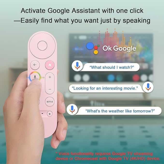 Voice Replacement for Google-Chromecast-TV-Remote, for Chromecast with Google TV Remote, for Google TV Streamer.1-Year Warranty.