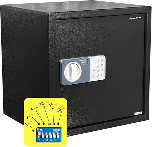 Genie Hand – Time Delay Safe, Anti Robbery Safe Box, Timed Controlled Opening – B-Class Lock – Anti Bounce Technology (Large - Standard)