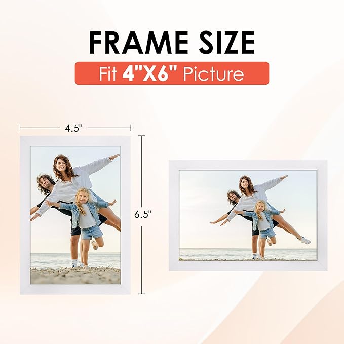 FIXSMITH 4x6 Picture Frame Set of 10, White Photo Frames Bulk with HD Plexiglass for Wall Hanging or Tabletop Display, Multi Picture Frames Collage for Wall Decor