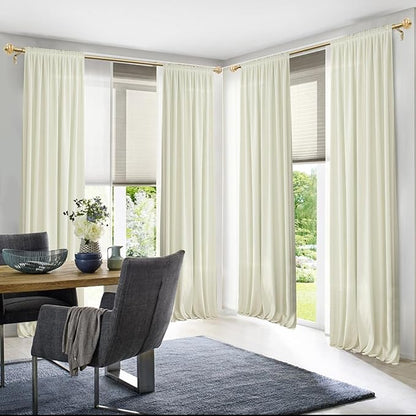 1 Inch Gold Curtain Rods for Windows 140 to 195 Inches (6 to 12 ft), USFOOK Telescoping Single Drapery Rod, Decorative Curtain Rod with Luxury Translucent Finials