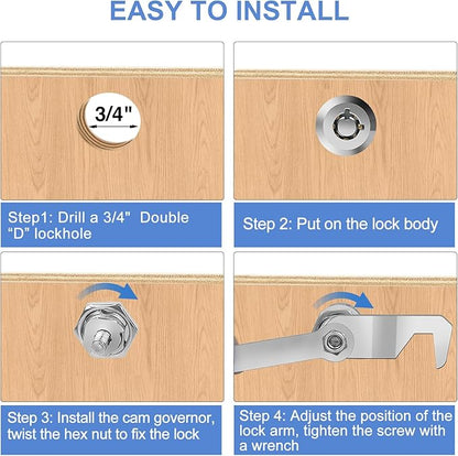 5/8' Cabinet Cam Lock Keyed Alike, Hook Cam, Tool Box Lock for RV Storage Compartment Door Tool Cart Mailbox with Manual, Zinc Alloy (1 Pack)