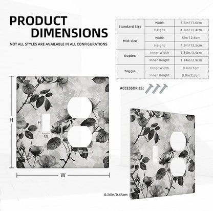Wallplates Black Breezy Watercolor Garden Floral 1 Toggle 1 Duplex Switch Plate Electrical GFCI Faceplate Decorative Light Switch Covers for Bedroom Home Decor
