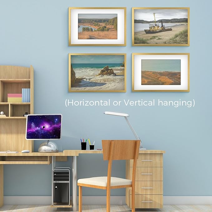 Golden State Art, 16X24 Picture Frame with Mat for 12X18 - High Definition Glass Wall Mounting Horizontal Vertical Display (Gold, 1 Pack)