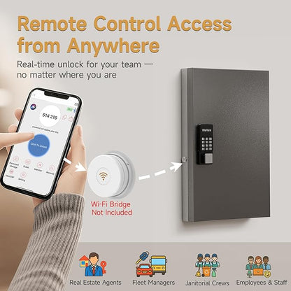 72 Key Lock Box, Key Cabinet Organizer Wall Mount use OTP Technology Unlock,Fixed Password/Bluetooth Unlock,Key Safe Security Storage Lockbox Holder for Valets, Hotels, Car and House