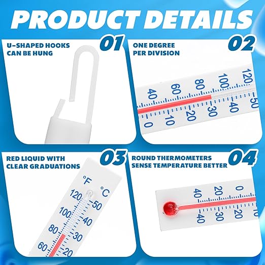 30 Pack Refrigerator Freezer Thermometer, Long Strip Hanging Standing Analog Thermometer with Fahrenheit Celsius for Kitchen Fridge Freezer Cooler (-40 to 122°f/-40 to 50°c)