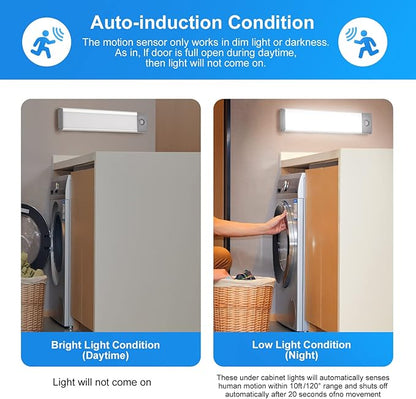 30-LED Under Cabinet Lights,USB Rechargeable Kitchen Night Light,Battery Operated Counter Closet Lighting,Wireless Motion Activated Light for Cabinets Cupboard Pantry(Warm Light 2Pack