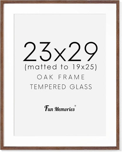 23x29 Oak Wood Frame, 23"x29" Poster Frame, 23 x 29 Picture Frames with Mat for 19x25, Rustic Wood Frames 23 by 29 with Real Glass, 23" x 29" Art Frame, 23x29 Puzzle Frames (Walnut Color, 1 Pack)