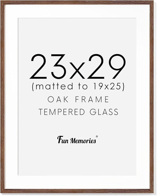 23x29 Oak Wood Frame, 23"x29" Poster Frame, 23 x 29 Picture Frames with Mat for 19x25, Rustic Wood Frames 23 by 29 with Real Glass, 23" x 29" Art Frame, 23x29 Puzzle Frames (Walnut Color, 1 Pack)