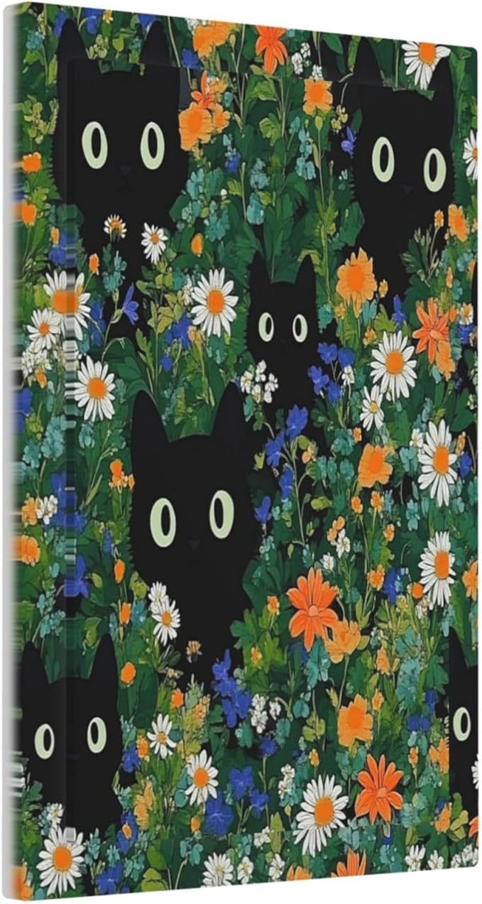 Boho Funny Black Cute Cats Daisy Wildflower Light Switch Cover Plate 1 Gang No Device Blank Electrical Wall Plates Faceplate Decorative Switch Plate For Kids Room Bed Room Decor