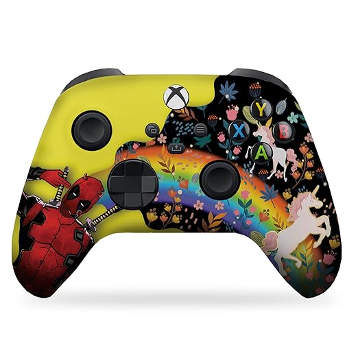 DreamController Deaddpool & Unicorn Custom X-box Controller Wireless compatible with X-box One/Series X/S Proudly Customized in USA with Permanent HYDRO-DIP Printing (NOT JUST A SKIN)