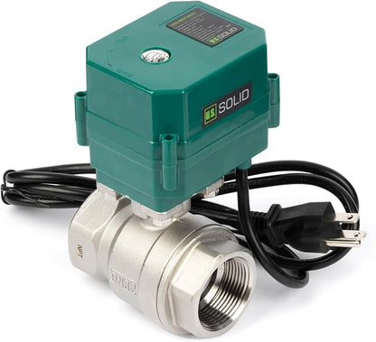 U.S. Solid 1-1/4" Motorized Ball Valve with US Plug 110VAC Stainless Steel Electrical Ball Valve,Auto Return, Normally Open