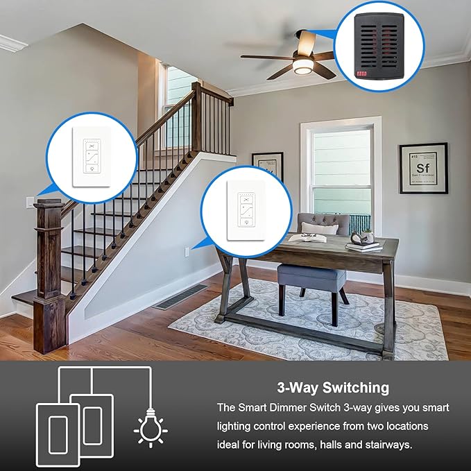 Ceiling Fan Remote Control Kit, Universal Ceiling Fan Remote Control and Light Switch, Ceiling Fan Wall Switch UC9050T, Fan Remote Control Kit Compatible with Hampton Bay Harbor Breeze Hunter