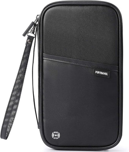 VanFn RFID Travel Passport Wallet, Family Passport Holder, Trip Document Organizer P.Travel Series (Nylon - Black)