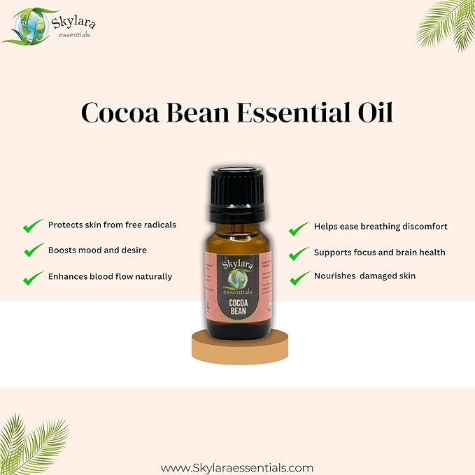 Organic Cocoa Bean Essential Oil (Chocolate) - Pure, Aromatic, and Rich | Natural Chocolate Scent for Aromatherapy (4oz)