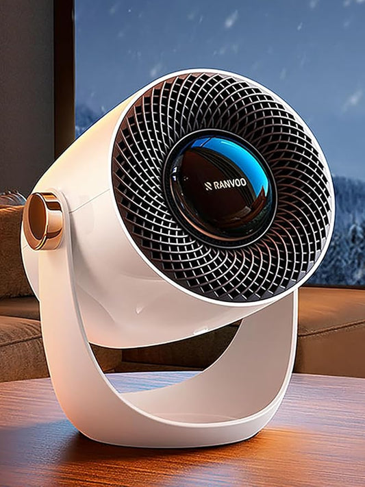 RANVOO Graphene Space Heater, Small Portable Electric Heater for Indoor Use with Hot Airflow, 10X Safe & Smart Protection, 120° Tilt Adjustment to Surround Heat for Office Bedroom, White