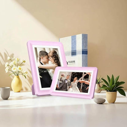 Pink 5x7 Picture Frame with Acrylic Front, ABS Frame for 5x7 or 4x6 Photos, Shatterproof UV-Resistant Tabletop Photo Frame, Vertical/Horizontal Display for Home Décor
