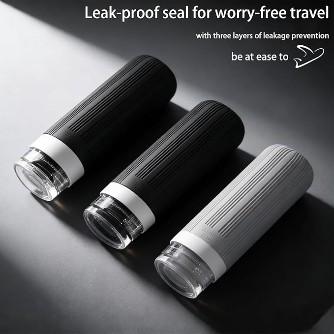 16 Pack 3.4oz Portable Travel Bottles, TSA Approved Leak-Proof Silicone Toiletry Containers, Refillable Squeezable for Shampoo, Conditioner, Cologne, Perfume & Lotion – On-the-Go Essentials