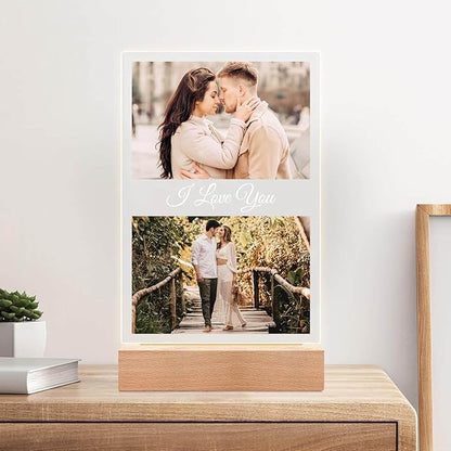 Custom Picture Frame with Photo, Customized Picture Frames with Night Light, Custom Photo Frame, Personalized Valentines Day Gifts for Her Him Women Men