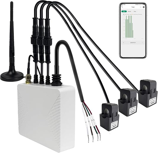 Smart Home Energy Monitor with 3 200A Clamps EdgeAnt, Real-Time Accurate Energy Consumption Tracking and Save Money, Home Energy Automation and Control, Solar Net Metering 2.4 GHz WiFi