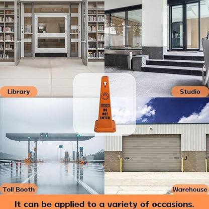 26.5" Caution Cones, 4-Sided Visible Safety Signs with Heavy Rubber Base, Warning for Slip & Fall Prevention, Indoor/Outdoor Use (8, Do Not Enter-Orange, 26.5 inch)