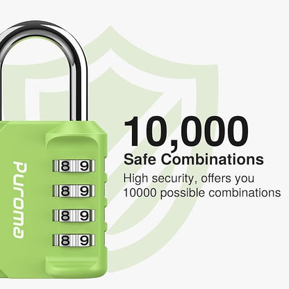 Puroma 1 Pack Combination Lock for Locker 4 Digit Outdoor Waterproof Padlock for School, Gym, Sports, Fence, Toolbox, Gate, Case, Outdoor, Hasp Storage, Cabinets (Yellow-Green)
