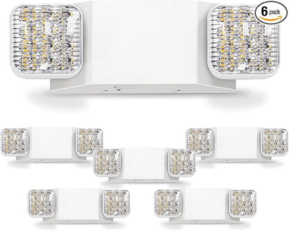 LED Emergency Lights, Commercial Emergency Lights for Business, Power Outages, Offices, with Backup Battery (90 Minutes), Wall Mount, Hard Wired, 120-277V, Fire Resistant (94V-0) UL