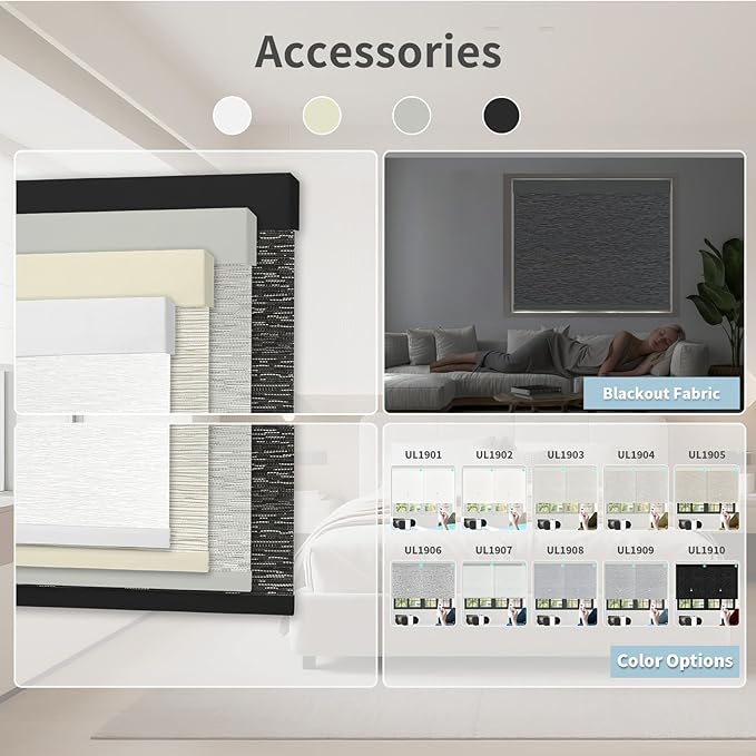 Motorized Blinds with Remote Custom Size Blackout Smart Roller Shades Compatible with Alexa Google, Electric Blinds for Windows