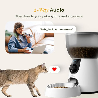 ARENTI Automatic Cat Feeder with Camera, 4L Auto Cat Food Dispenser for Cats, Smart WiFi Pet Feeder with App, 2K HD Two-Way Audio Meal Call, Dual Power, Color Night Vision, 2.4GHz/5GHz & Bluetooth