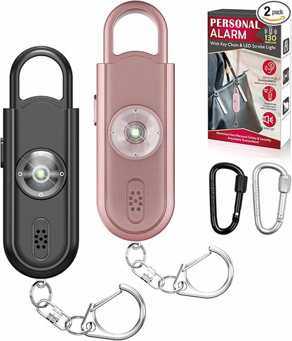 Safe Sound Personal Alarm, 2 Pack 130 dB Loud Siren Song Emergency Security Alarm Keychain with Strobe LED Light, Personal Sound Safety Siren for Women, Men, Children, Elderly