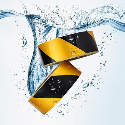 Waterproof Reflective Safety Tape Roll 2"X150' Yellow Black Striped Floor Marking Tape Hazard Caution Warning Tape Auto Truck Self-adhesive Safety Sticker Strips for Wall Factory Trailer Vehicle